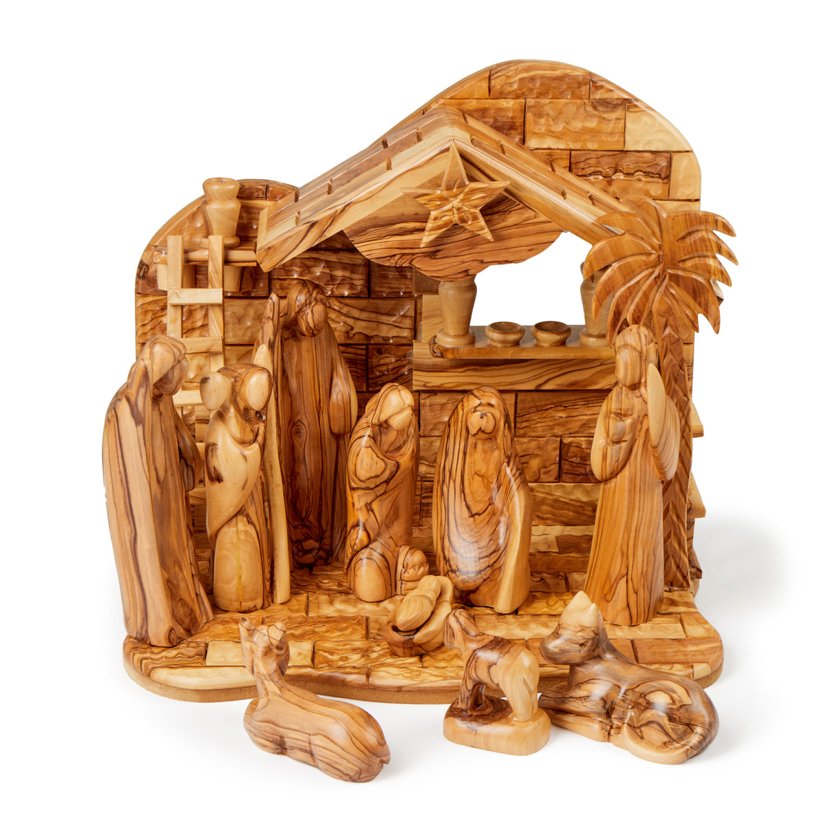 Deluxe Large Musical Nativity With Faceless Figures – From The Olive Tree