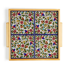 Load image into Gallery viewer, Hand-Painted Ceramic Tiled Tray with Wooden Surround Made In Bethlehem
