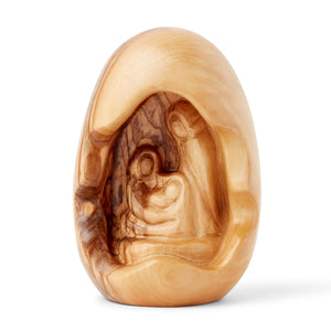 Holy Family in Smooth Cave, Handmade Out Of Olive Wood In The City Of Bethlehem The Holy Land OWH 042