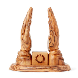 Handmade Olive Wood Praying Hands Book/Bible Holder From Bethlehem The Holy Land