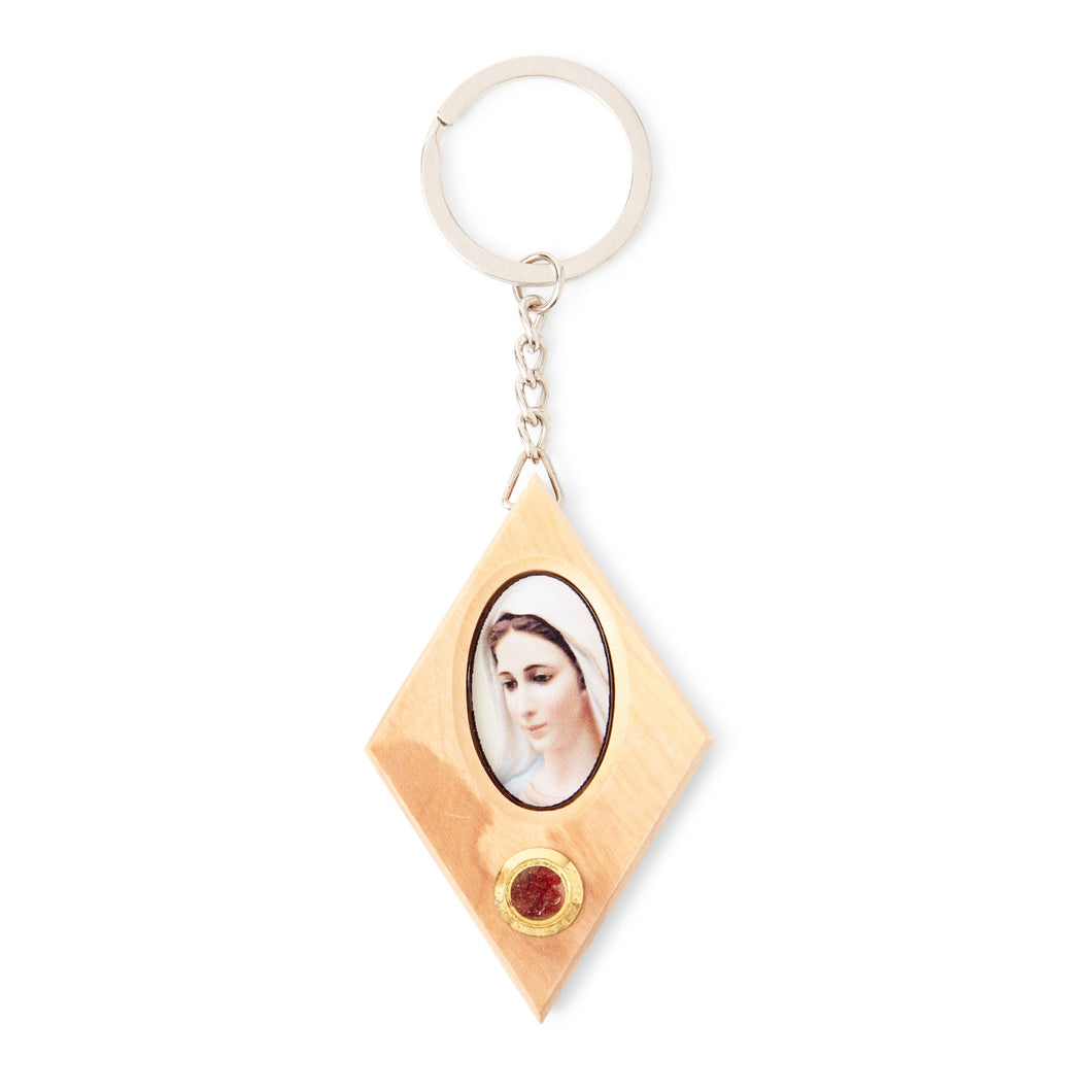 Mary Picture Olive Wood Keyring With Incense Made In The Holy Land Bethlehem