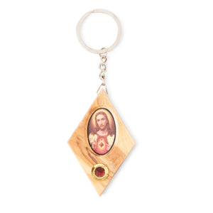 Jesus Picture Olive Wood Keyring With Incense Made In The Holy Land Bethlehem