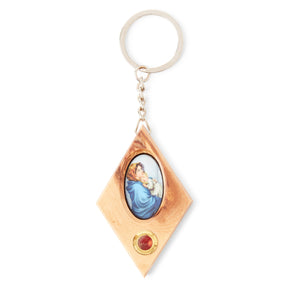 Mary and Jesus Picture Olive Wood Keyring With Incense Made In The Holy Land Bethlehem