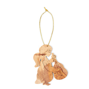 Angel With Instrument Christmas Decoration Made From Olive Wood In The Holy Land Bethlehem OWO 022