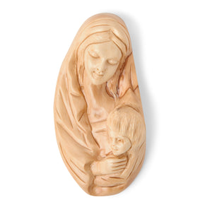 Hand Craved Olive Wood Mary and Jesus, Mother and Son Wall Hanging Plaque, Made In The Holy Land Bethlehem