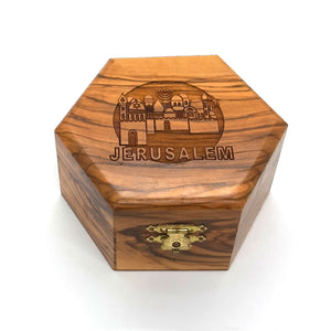 Jersusalem Olive Wood Trinket Box Hand Made In The Holy land Bethlehem