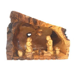 Hand Carved Small Cave Nativity Scene From Bethlehem - Various Sizes - OWO 098