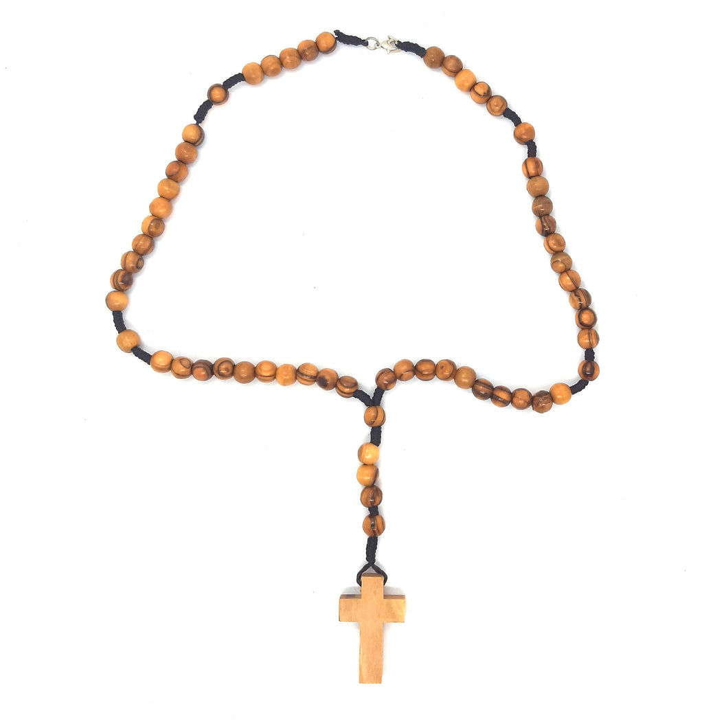 Plain Olive Wood Rosary Necklace With Clasp Made in Bethlehem OWR 001