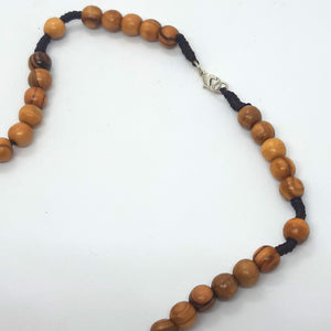 Plain Olive Wood Rosary Necklace With Clasp Made in Bethlehem OWR 001