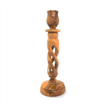 Load image into Gallery viewer, Hand Carved Olive Wood Candlestick Made In Bethlehem The Holy Land - OWS 002
