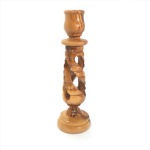 Load image into Gallery viewer, Hand Carved Olive Wood Candlestick Made In Bethlehem The Holy Land - OWS 003
