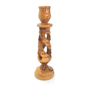 Hand Carved Olive Wood Candlestick Made In Bethlehem The Holy Land - OWS 003