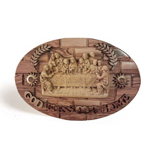 画像をギャラリービューアに読み込む, The Last Supper Large Oval Handmade Hanging Wall Plaque Made Out Of Olive Wood In Bethlehem The Holy Land OWY 009a
