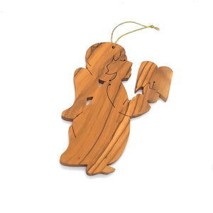 Angel With Hymn Book Christmas Decoration Made From Olive Wood In The Holy Land Bethlehem