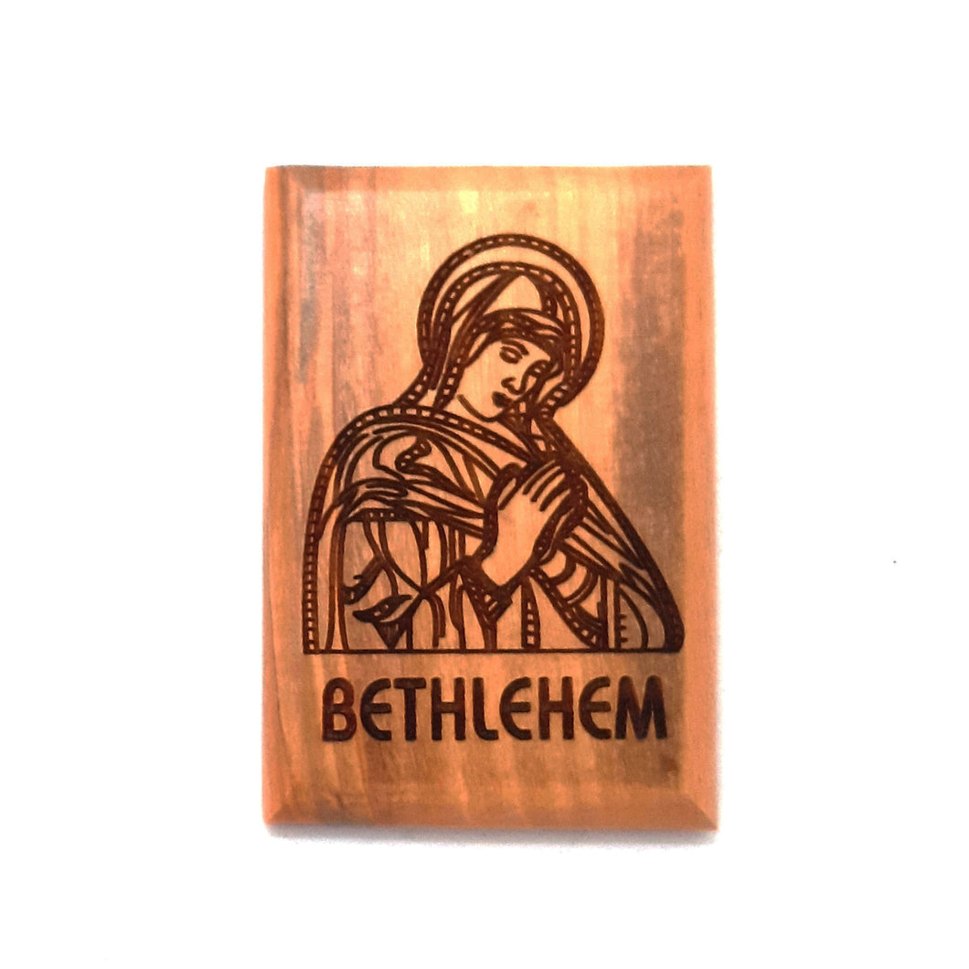 Mother Mary Bethlehem Hand Crafted Olive Wood Fridge Magnet