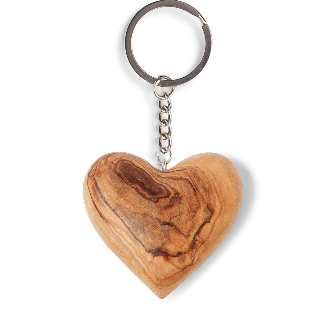 Small Heart Hand Carved Olive Wood Keyring Made In The Holy Land Bethlehem