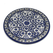 Load image into Gallery viewer, Hand-Painted Blue and White Round Ceramic Plate Made In The Holy Land
