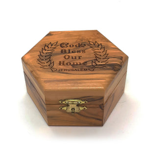 Olive Wood 'God Bless Our Home' Box Hand Made In The Holy land Bethlehem