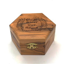 Load image into Gallery viewer, Bethlehem Olive Wood &#39;God Bless Our Home&#39; Box Hand Made In The Holy land Bethlehem
