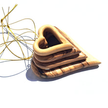 Load image into Gallery viewer, Hand Crafted Olive Wood Single Heart Hanging Decoration - various sizes
