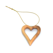 Load image into Gallery viewer, Hand Crafted Olive Wood Single Heart Hanging Decoration - various sizes
