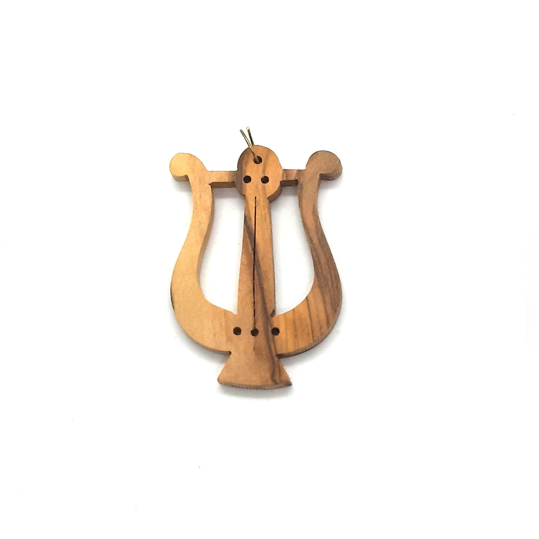 Harp Olive Wood Christmas Tree Decoration handmade In The Holy Land Bethlehem