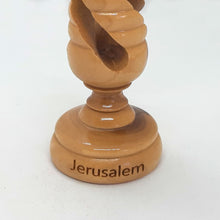 Load image into Gallery viewer, Hand Carved Olive Wood Candlestick Made In Bethlehem The Holy Land - OWS 003
