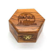 Load image into Gallery viewer, Jerusalem Olive Wood Trinket Box Hand Made In The Holy land Bethlehem
