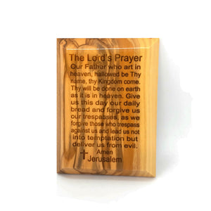 The Lords's Prayer Rectangular Hand Crafted Olive Wood Fridge Magnet