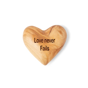 Love Never Fails Wooden Heart