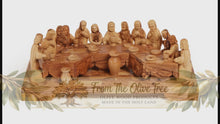 Load and play video in Gallery viewer, The Last Supper Handmade Olive Wood Statue Carved in Bethlehem
