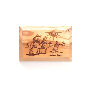 The Three wise men Rectangular Hand Crafted Olive Wood Fridge Magnet