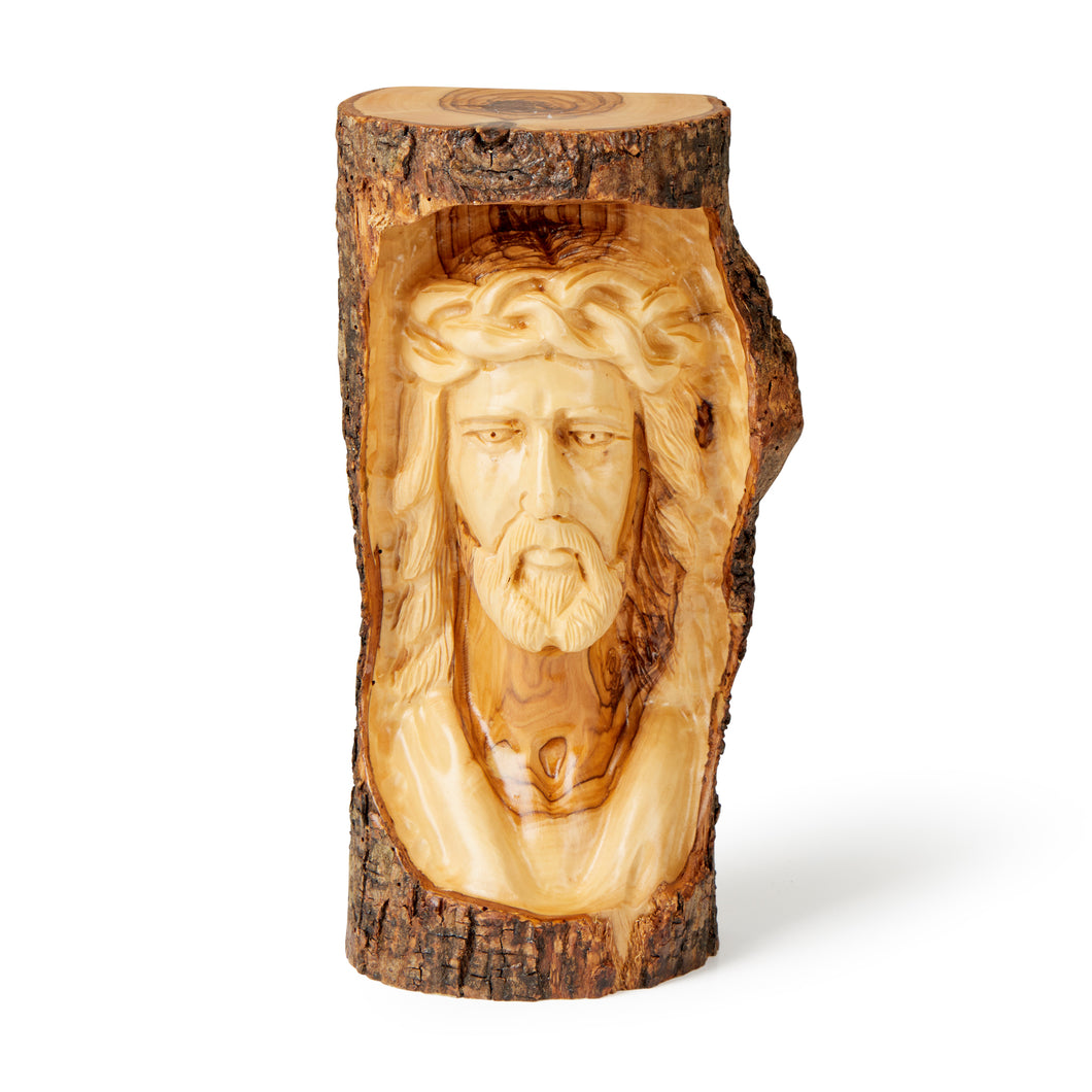 Olive Wood Bust Of Jesus Hand Carved Into Olive Wood Branch Made In The Holy Land Bethlehem OWF 005