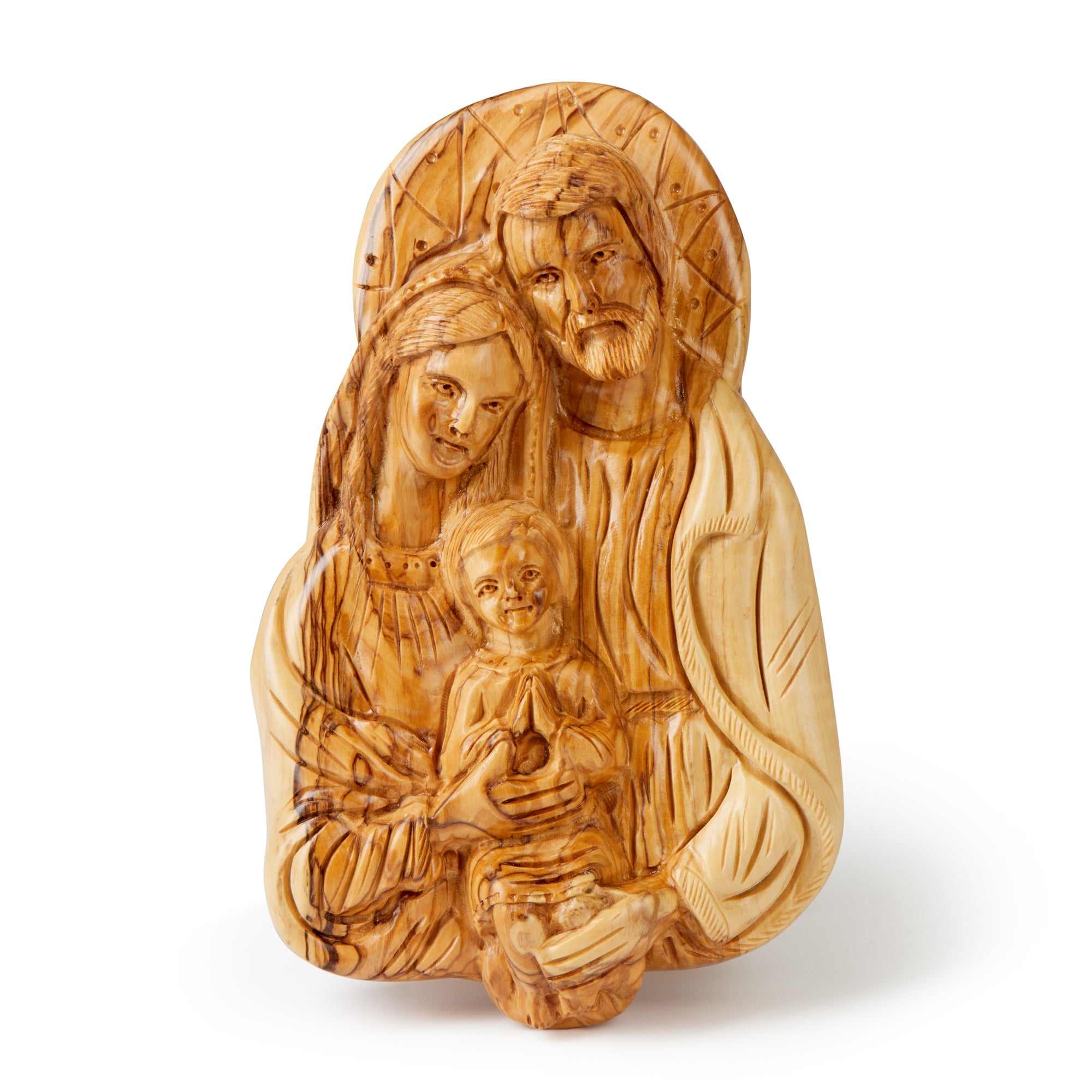 Holy Family Wall Plaque with Holy Incense, 17.3 Olive Wood from Holy Land