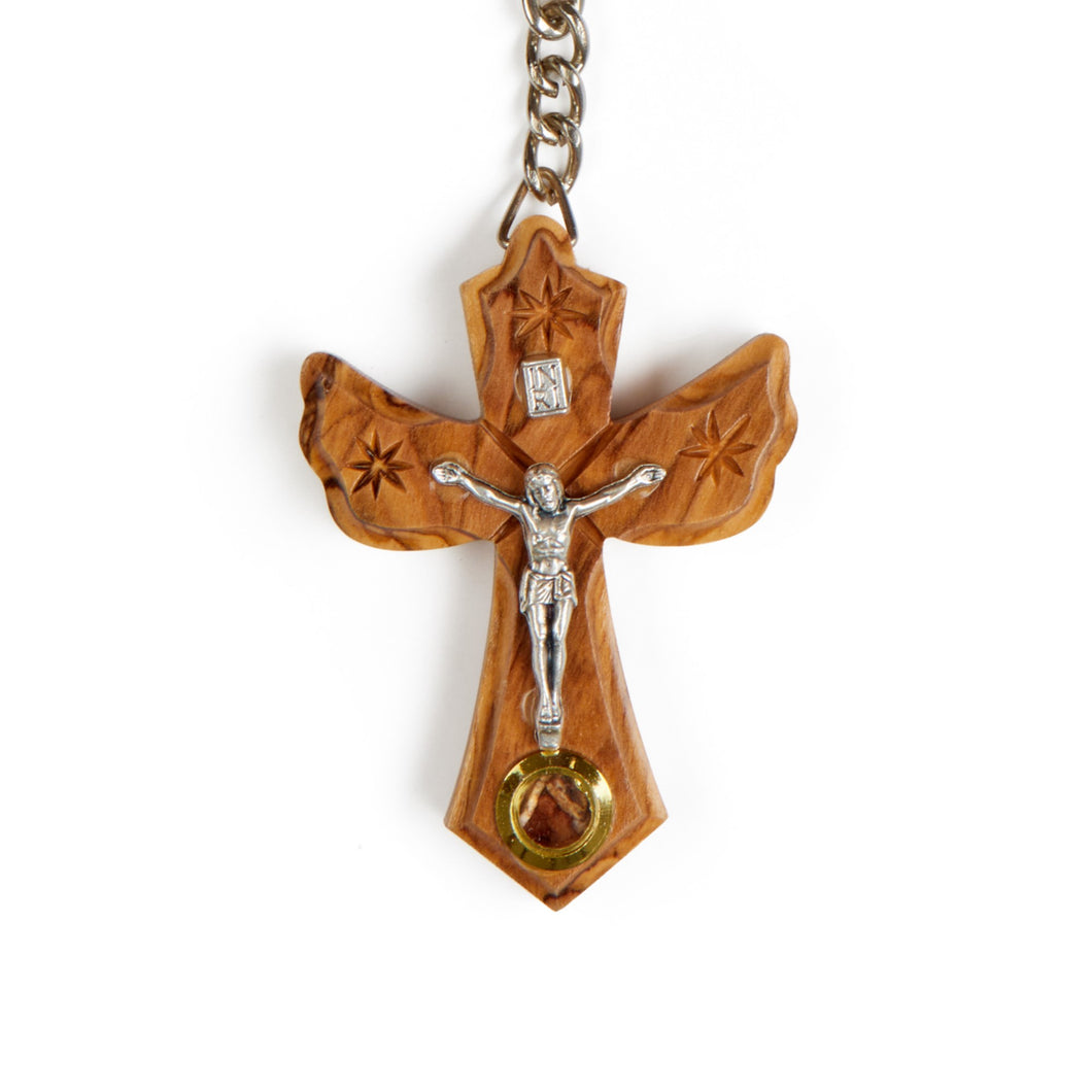 Olive Wood Cross Crucifix Keyring With Incense Made In The Holy Land Bethlehem OWL 014