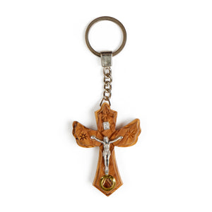 Olive Wood Cross Crucifix Keyring With Incense Made In The Holy Land Bethlehem