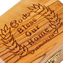 Load image into Gallery viewer, God Bless Our Home Olive Wood Trinket Box Hand Made In The Holy land Bethlehem
