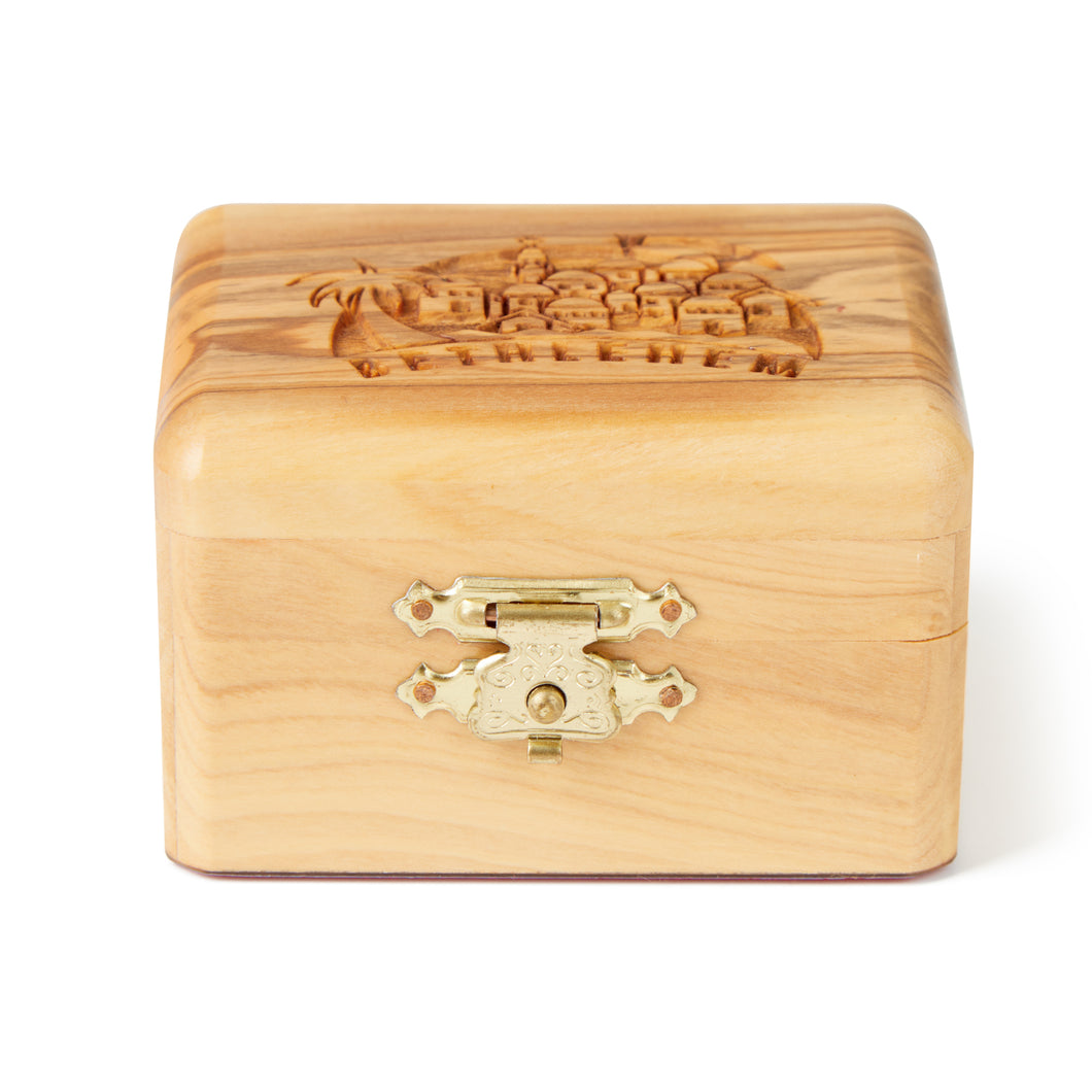 Holy City Olive Wood Trinket Box Hand Made In The Holy Land Bethlehem