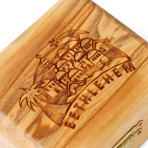 Holy City Olive Wood Trinket Box Hand Made In The Holy Land Bethlehem