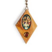 Load image into Gallery viewer, Holy Family Picture Olive Wood Keyring With Incense Made In The Holy Land Bethlehem
