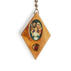 Holy Family Picture Olive Wood Keyring With Incense Made In The Holy Land Bethlehem