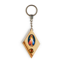 Load image into Gallery viewer, Jesus Picture Olive Wood Keyring With Incense Made In The Holy Land Bethlehem
