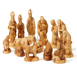 Deluxe Olive Wood Hand Crafted Musical Nativity Scene With Detailed Figures