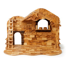 Load image into Gallery viewer, Deluxe Olive Wood Hand Crafted Musical Nativity Scene With Detailed Figures
