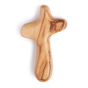 Medium Hand Carved Holding Cross, Handmade Comfort Cross, Olive Wood Palm Cross