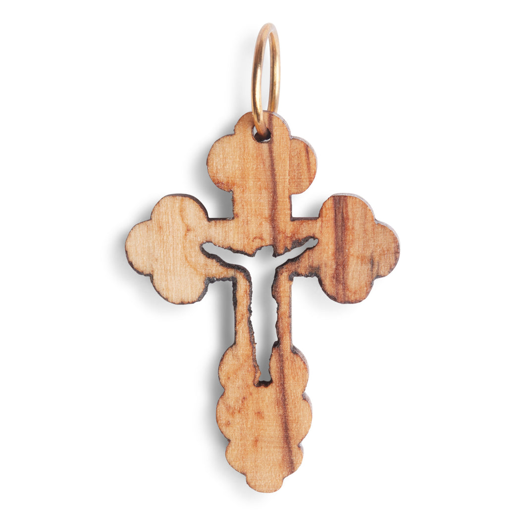 Olive Wood Crucifix Pendent With Rounded Corners