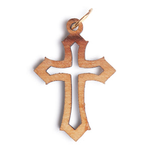 Olive Wood Cross Pendant With Pointed End