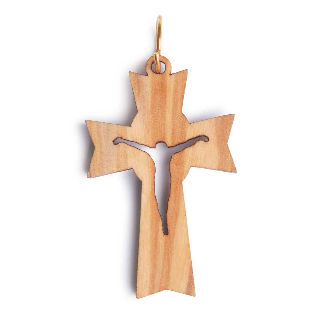 Olive Wood Crucifix Pendent With Flared Corners