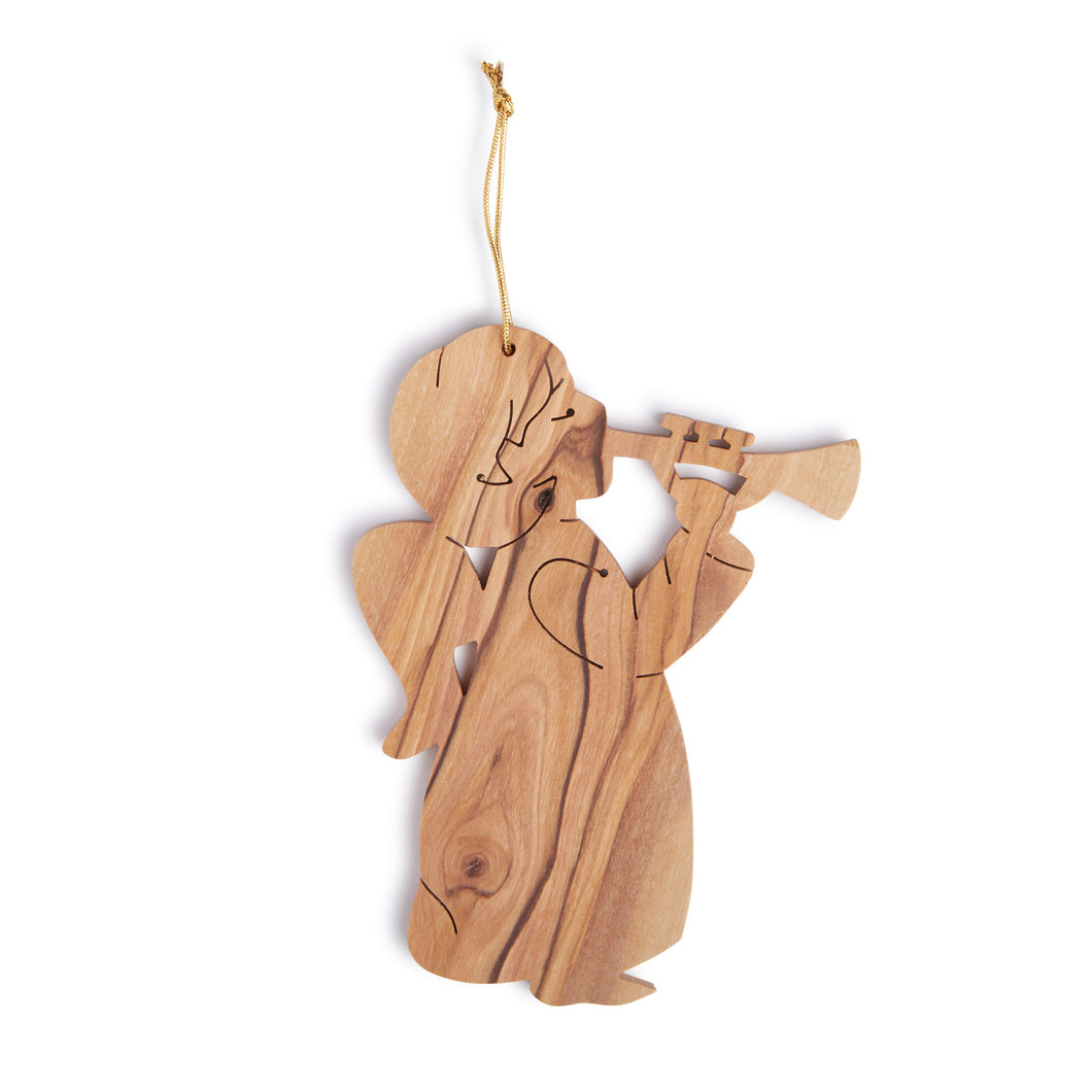 Angel With Trumpet Christmas Decoration Made From Olive Wood In The Holy Land Bethlehem