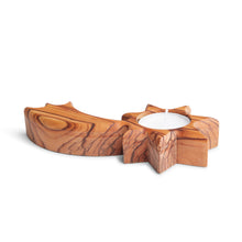 Load image into Gallery viewer, Hand Crafted Shooting Star Olive Wood Tea Light Holder OWS 008
